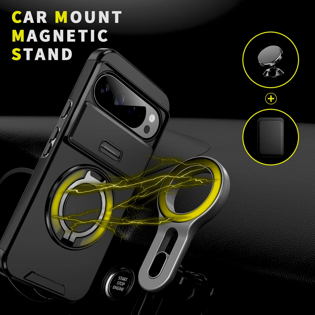 Luxury Shockproof Armor Case For Google Pixel 11 10 9 7 Pro XL 8A 9A 8Pro 11Pro Anti-fall Support Car Mount Adsorption Cover