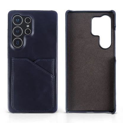 Premium Card Slot Genuine Leather Case For Samsung Galaxy S25 Ultra Cases S24 S23 S22 S21 S20 Vintage Phone Back Cover Coque