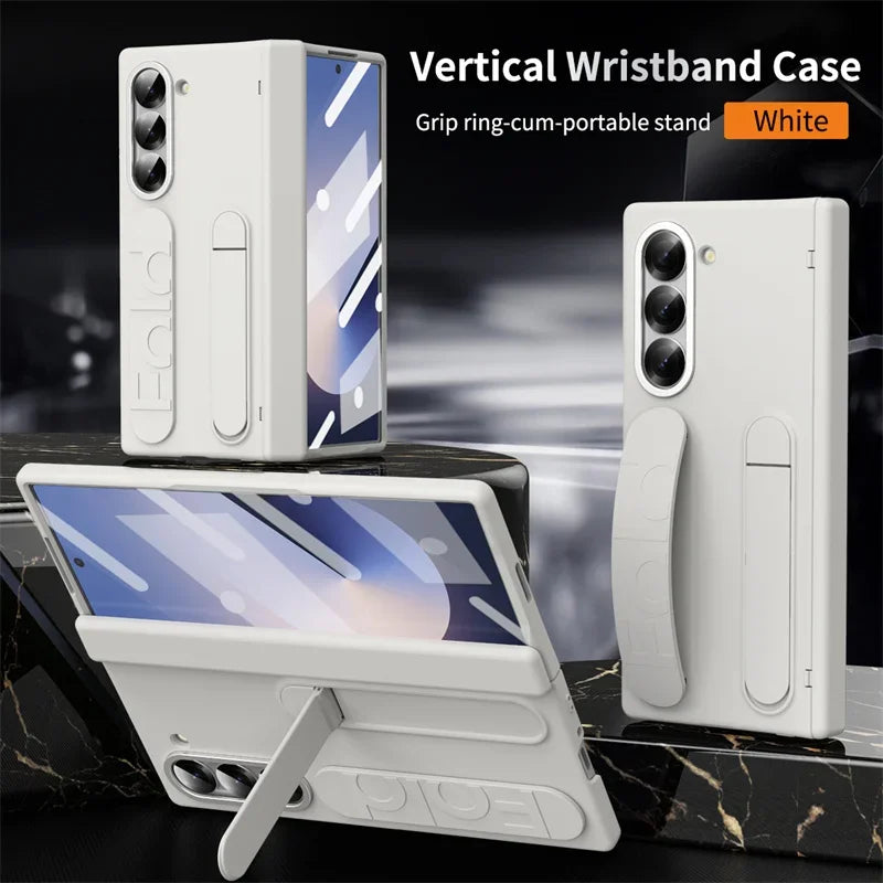 Hinge Protection For Samsung Galaxy Z Fold 7 6 5 4 3 Case With S Pen & Screen Protector & Wristband Invisible Bracket Z Fold 8