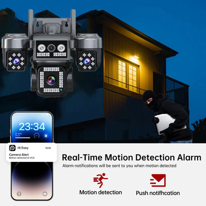 10K 20MP 4Lens Security Camera PTZ WiFi IP Camera with Auto Tracking Outdoor Waterproof CCTV Full Color Night Vision 2-Way Audio