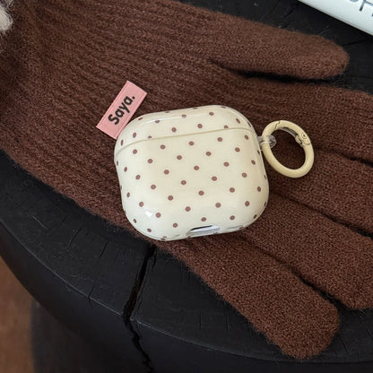 korea style cute polka dot white coffee color gloss soft shockproof fall protection cover case for apple airpods 1 2 3 4 pro 3 2