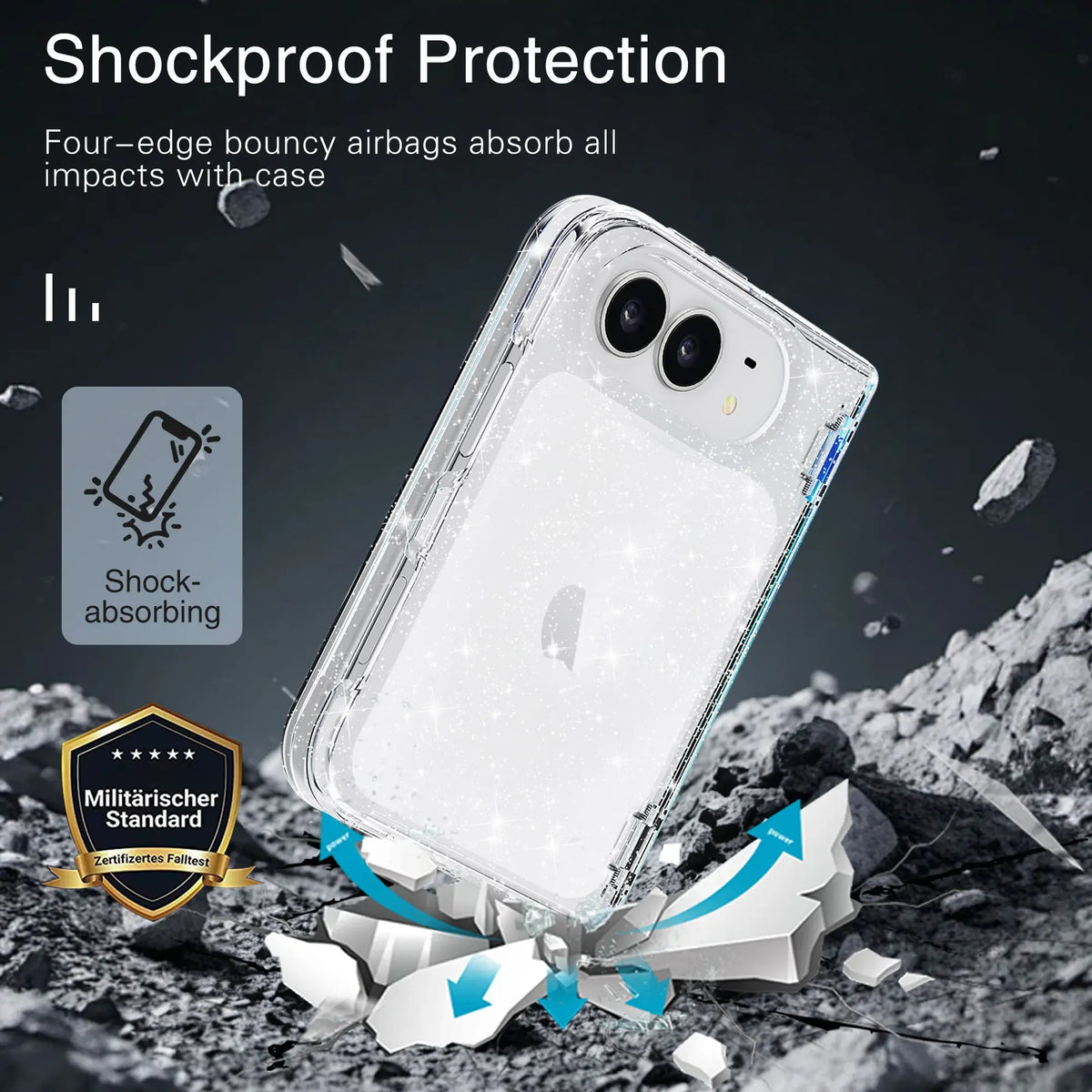 For IPhone Duo Fashion Transparent Glitter Acrylic Phone Case for IPhone Duo 18 Fold Shockproof Axis Protection Slim Fit Cover