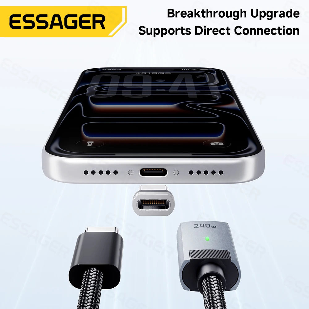 Essager 240W Magnetic Charging Cable E Marker USB C To Type C Cable PD3.1 Fast Charging For iPhone 17 16 Samsung S25 iPad Laptop