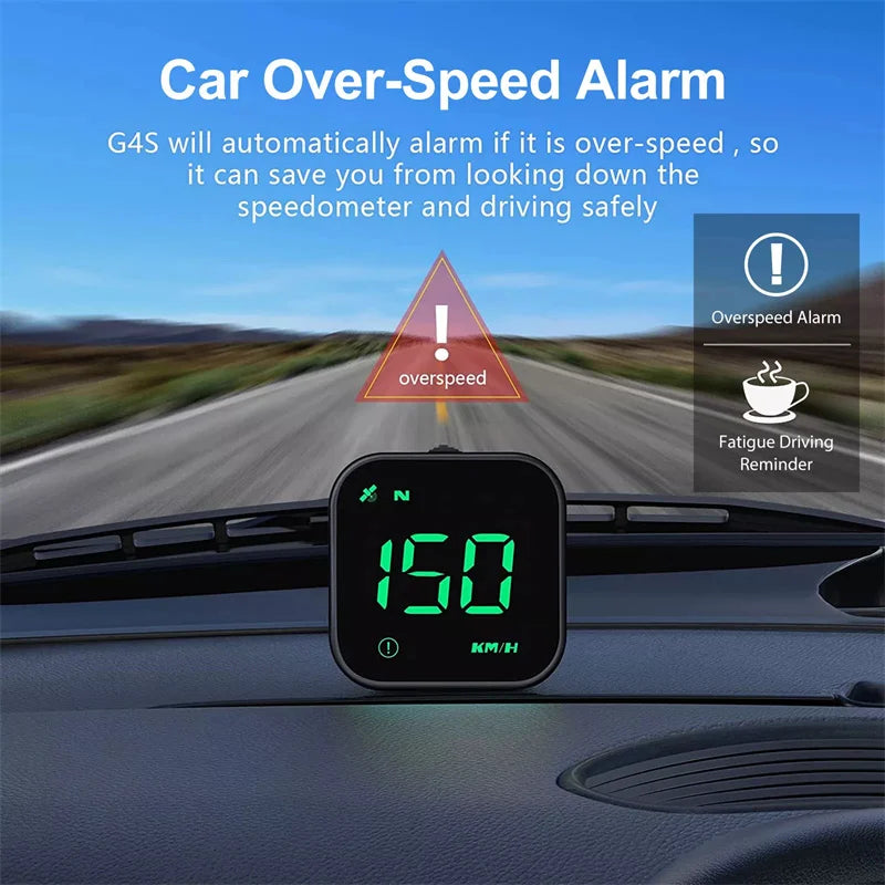 Car Head Up Display Speedometer USB Powered Mini 2.5 Inch With GPS Compass G4S Overspeed Alarm LED HUD Fatigue Driving Reminder