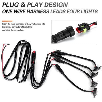 Universal Smoked Lens Amber / White LED Car Front Grille Clearance Marker Light Assemblies W/ Wiring Harness Kit For Truck SUV
