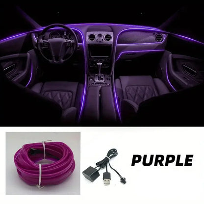 5M Car Environment El Wire LED USB Flexible Neon Interior Lights Car Decorative Accessories