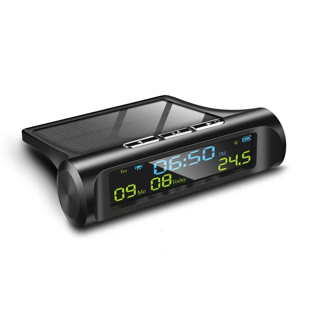 Car USB Solar Charge Smart Digital Clock Calendar Time Temperature LED Display Automobile Interior Accessories Auto Start