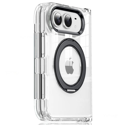 Luxury For Magsafe Phone Case For iPhone Duo 18 Fold With Rotating Magnetic Holder Transparent Case Acrylic Cover