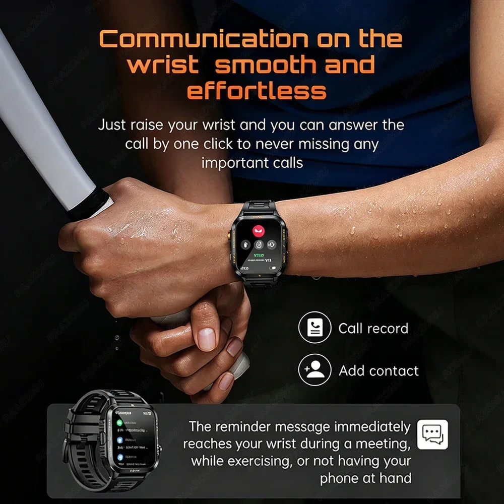 Smartwatch 3ATM Waterproof 1.96''HD Screen BT Call Health Monitor Flashlight 880MAH Battery Sports Smart Watch For Android iOS