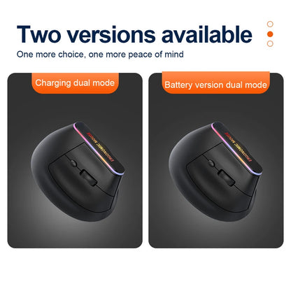 Portable Vertical Wireless Mouse Rechargeable 2.4G Bluetooth DPI Adjustable Low-noise Buttons Ergonomic Mouse for Desktop Laptop