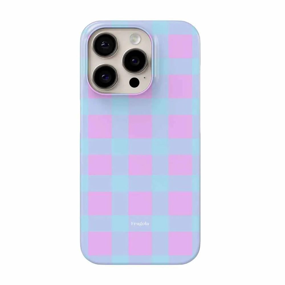 Retro Korean Plaid Cute Phone Case for IPhone 17 16 15 14 13 12 11 Air Pro Max X XS XR XSMax 7 8 Plus Glossy Film Hard PC Cover