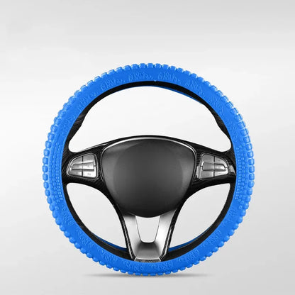 Universal Elastic Car Silicone Steering Wheel Cover Tire Texture Soft No Inner Ring Steering Wheel Automobiles Accessories