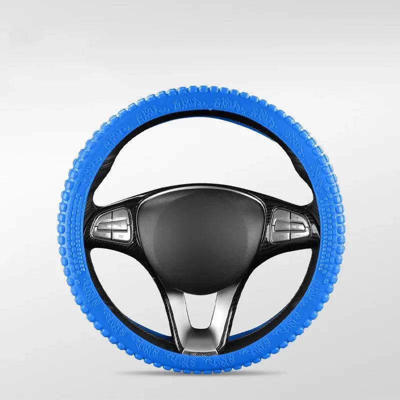 Universal Elastic Car Silicone Steering Wheel Cover Tire Texture Soft No Inner Ring Steering Wheel Automobiles Accessories