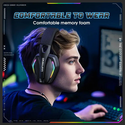 ONIKUMA GT826 Wireless Headset Gaming Headphone Tri Mode Connection Bluetooth USB C 2.4G Low Latency RGB Stereo Sound For PS5 PC