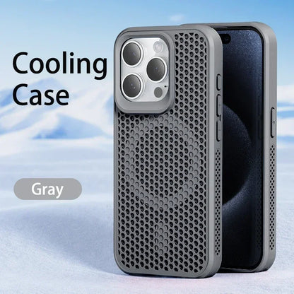 Cooling Heat Dissipation For Magsafe Case For iPhone 18 17 16 14 15 13 12 11 Pro Max Funda Mesh Breathable Grid Matte Hard Cover