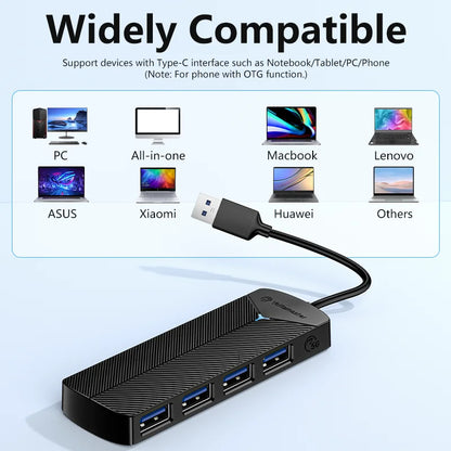 Yottamaster 5Gbps 4-in-1 USB3.0 Hub USB HUB Adapter Expansion Dock Ultra-Slim OTG Adapter Type C For PC iOS Computer Accessorie