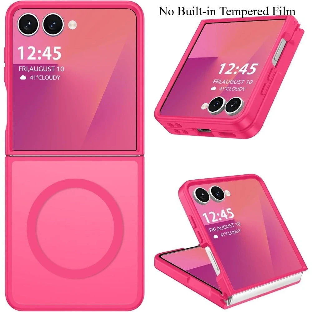 Magnetic Wireless Charging Mobile Phone Case for Samsung Galaxy Z Flip 8 7 FE 6 Cover Slim Rugged Translucent Cover with Magnet