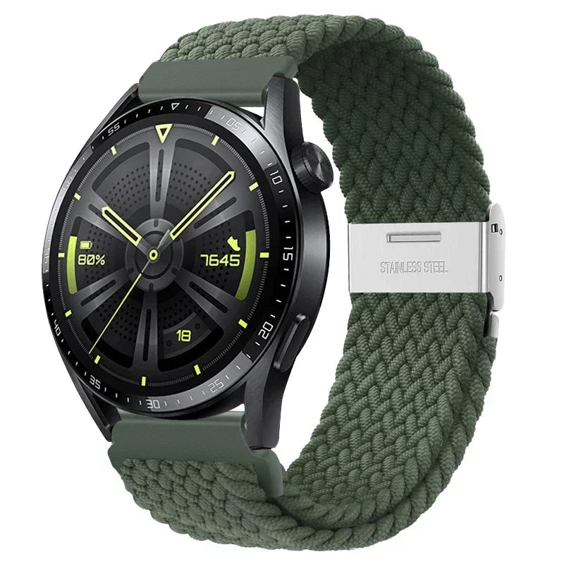 20 22mm Strap for Samsung Galaxy Watch 7 6 5 4 Band 40/44mm 5Pro Active 2 Gear S3 Braided Elastic Bracelet for Huawei GT2/3 4Pro
