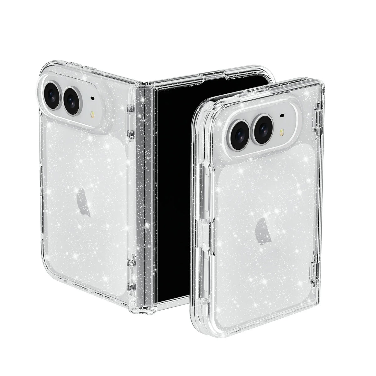 For IPhone Duo Fashion Transparent Glitter Acrylic Phone Case for IPhone Duo 18 Fold Shockproof Axis Protection Slim Fit Cover