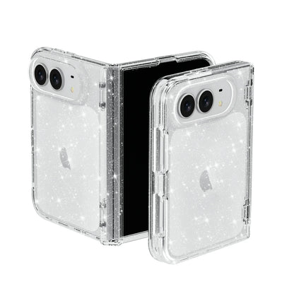For IPhone Duo Fashion Transparent Glitter Acrylic Phone Case for IPhone Duo 18 Fold Shockproof Axis Protection Slim Fit Cover
