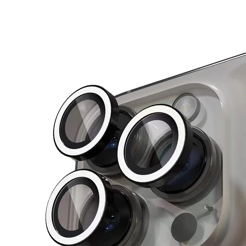 Luminous  Camera Protector For IPhone 16 Pro Max 16 Plus 15Pro Lens Film Ring Anti-Scratch Tempered Glass Glowing Protective Cap