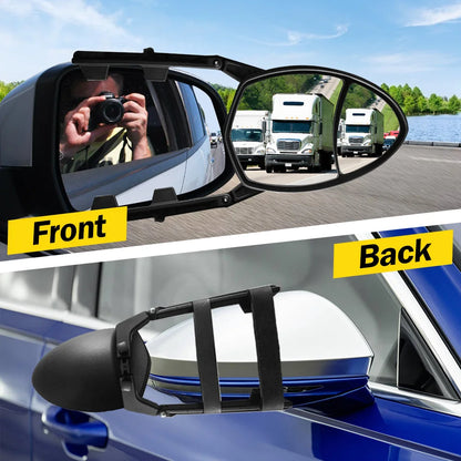 Caravan Trailer Towing Mirror Extension Tow Mirror Adjustable Strap Convex Side Rear View Mirrors Universal