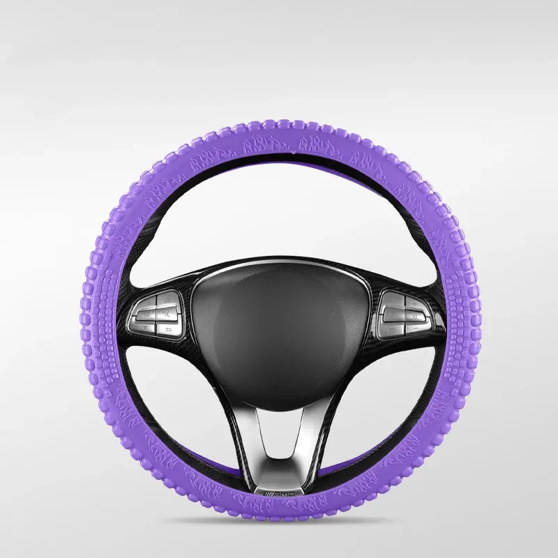 Universal Elastic Car Silicone Steering Wheel Cover Tire Texture Soft No Inner Ring Steering Wheel Automobiles Accessories