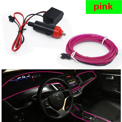 HQ 12V Universal LED Car Ambient Lamp Car Interior Decoration Light Cold Light Strips Waterproof Dashboard Console Lamp1/3/5M