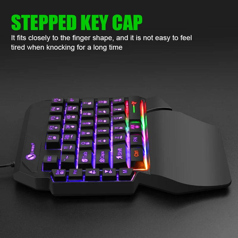 35keys One Handedly Single Hand Mini Gaming Keyboard Usb Ultra-slim Wired Backlight Keyboard for Laptop Desktop PC Smartphone