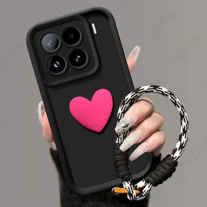 For Xiaomi 15T Pro Case For Xiaomi 15T  Phone case For Xiaomi 15TPro 3D Love Heart Hand Strap Back Cover For Xiaomi 15 T