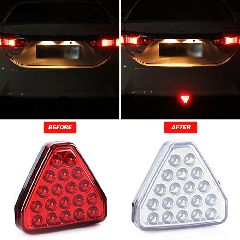 Universal F1 Style Car Brake Signal Lamp Triangle Sporty LED Rear Fog Light Tail Third Brake Lamp Tail Stop Strobe Light