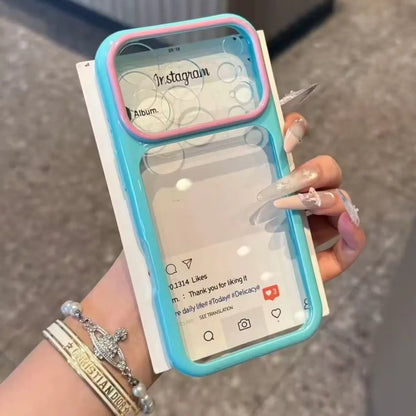 Luxury Candy Color Contrast Transparent Case For iPhone 17 16 15 Pro Max 14 Plus 11 12 13 Clear Ultra Slim Shockproof Ins Cover