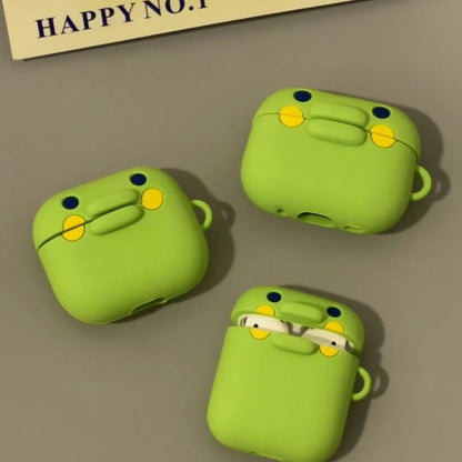 Funny Cartoon Green Big-Mouthed Frog Silicone Earphone Case For AirPods Pro 3 1 2 3 4 Pro Pro2 Wireless Bluetooth Earphone Cases