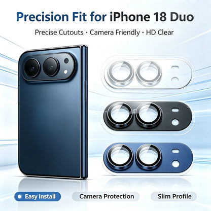 Metal Armor Camera Lens Protector for iPhone 18 Duo Matte Alloy Full Cover Rear Lens Cap Anti-Scratch Shockproof HD Lens Film