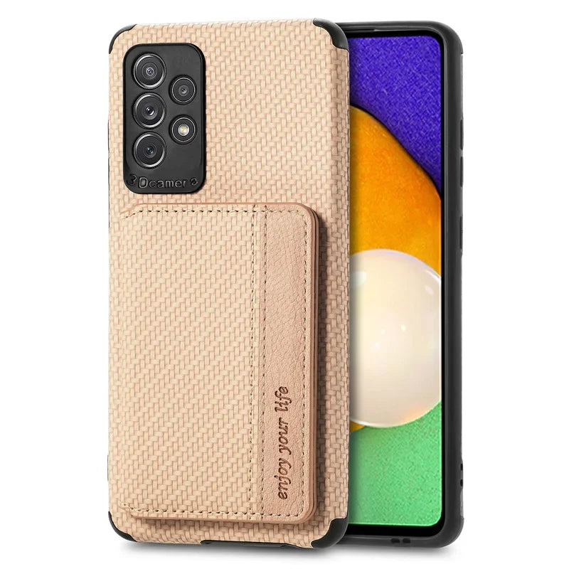 Carbon Fiber RFID Magnetic Leather Wallet Card Holder Case for Samsung Galaxy S25 S26 S22 Plus S21 S23 S24 Ultra S20 Fe Cover