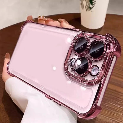 Electroplated Clear Silicone Phone Case with Airbag CornersPremium Shockproof Cover Compatible with iPhone /14/15/16/17 Pro Max