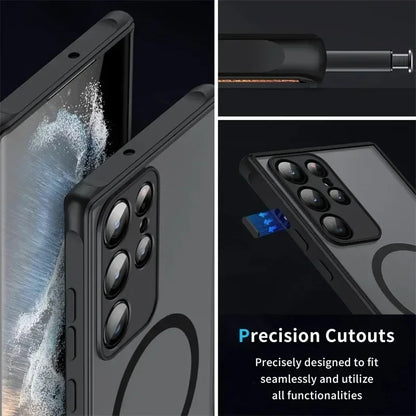Magnetic Luxury Matte Phone Case For Samsung Galaxy S26 S25 S24 S23 Ultra Plus FE Lens Protect Wireless Charge Shockproof Cover