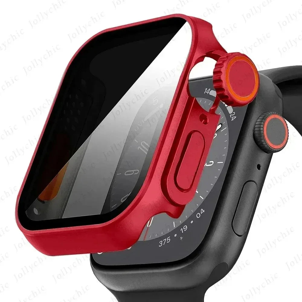 Case For apple watch Apple Watch Series9/8/7/6/5/4 SE 44 45 41 40mm change to Ultra Privacy Tempered Glass Screen Protector case