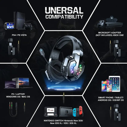 ONIKUMA B15 Gaming Headset Wireless 2.4GHz RGB Headphone With HD Microphone Stereo Sound Long Battery Life For PC Laptop Console