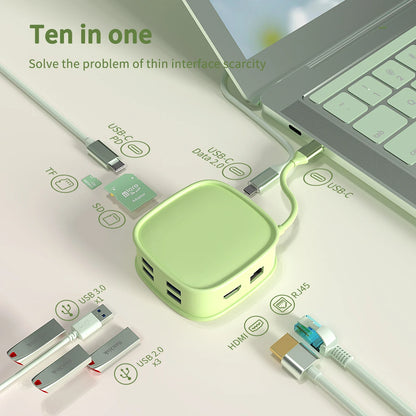 USB C HUB Type C Adapter 10 in 1 To 4K HDMI-compatible Adapter with RJ45 SD/TF Card Reader Fast Charge For Macbook Air USB C HUB