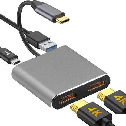 Type-C Hub Docking Station to HDMI*2 4K USB3.0 PD Fast Charging Dual Screen Extend Display USB C Hub Converter for Macbook