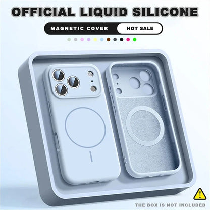 For Magsafe Liquid Silicone Phone Cases For iPhone 17 16 15 14 13 12 Pro Max 16 Plus Air Case Magnetic Wireless Charging Cover