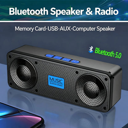 S18 Bluetooth Speaker W/ Subwoofer, FM Radio, 20H Battery, Waterproof, Stereo for Phone/PC Outdoor