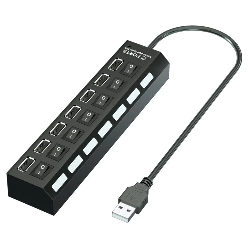 USB HUB 4/7 Port Multiple Expander With ON/OFF Switch Multi USB Splitter Hub 4ports 7ports Adapter Computer Accessories