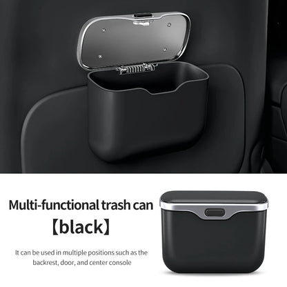 Luxury Portable Hanging Mini Car Trash Can Wastebasket Trash Car Interior Clip-on Storage Pouch Dry and Wet Use Hanging Storage