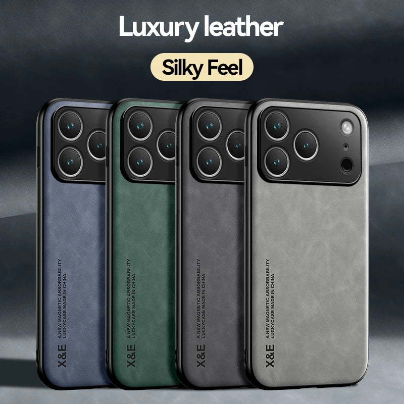Magnetic Leather Case For iPhone 17 Pro Max Air iPhone17ProMax Air 5G Shockproof Silicone Soft Case Cover