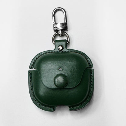 PU Leather Protective Case for AirPods 4 with Keychain Classic Business Retro Button Earbuds Cover Shockproof