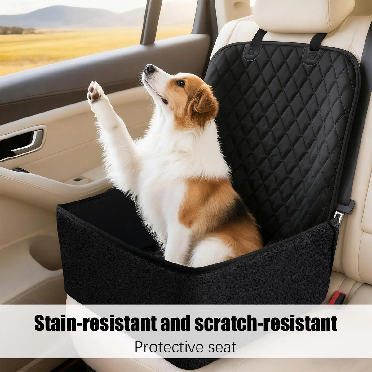 Dog Car Seat Large Waterproof Back Seat Extender for Dogs Cats, Waterproof Safety Car Seat Cushion Carrier Cover Easy Clean