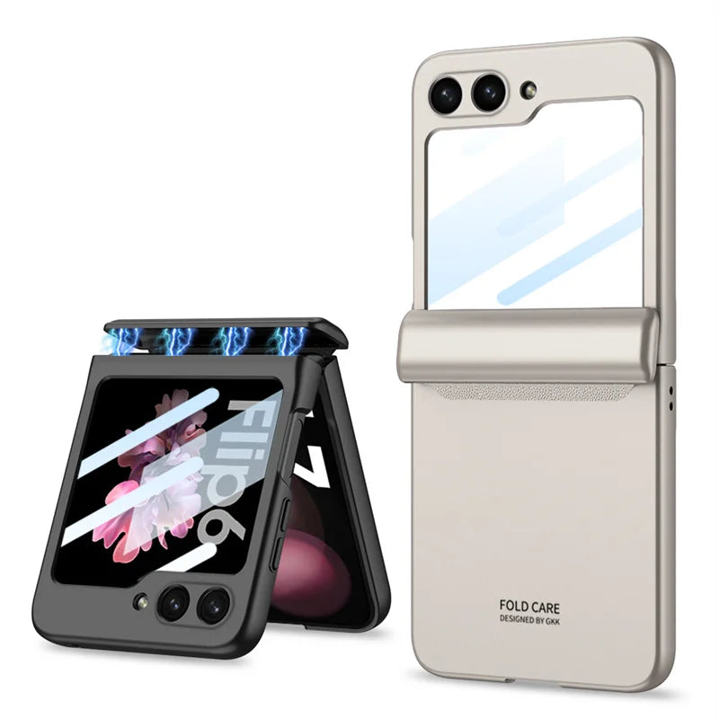 Magnetic Hinge Protection Hard PC Phone Cover for Samsung Galaxy Z Flip 8 7 6 5 4 5G Case Shockproof with Small Screen Protector