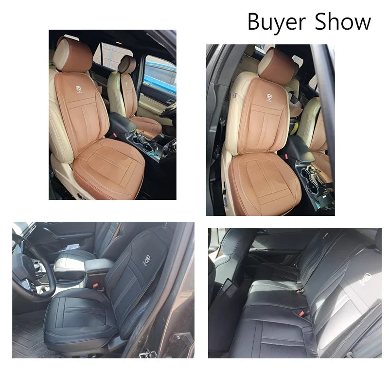 PU Leather Car Seat Cover Full Set 360°Surrounded Bottom Adjustable Back Seat Pad Waterproof Front Seat Cushion Car Accessories